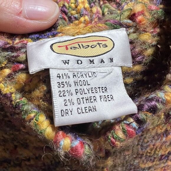 Talbots Womens Wool Blend Mock Neck Cardigan Sweater Vest Multi-Color Size Large - Picture 5 of 9